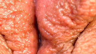 Creamy Orgasm Contractions - Extreme Close up Girl Masturbation - Meaty Pussy Lips