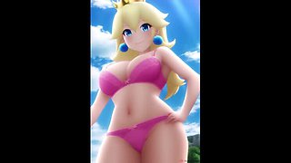 Blonde Bimbo Hentai: Princess Peach with Big Tits & Ass Compilation