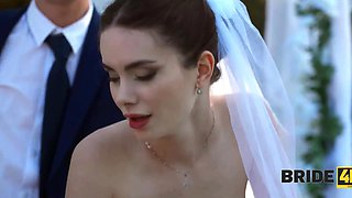 Gorgeous bride has her pussy stuffed by her groom in public after the ceremony