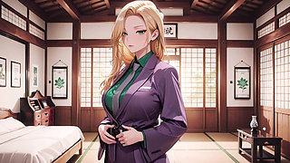 Blonde Boss in Purple Suit! Office Train Private Moments. She's Multitasking with Files While Secretly Adjusting Her Skirt...
