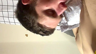 Slowly mesmerizing his plump erected penis leaking semen sampler down my throat