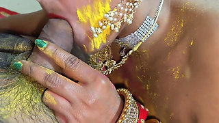 Holi Special Indian cute Bhabhi celebrates Holi by with her Dever