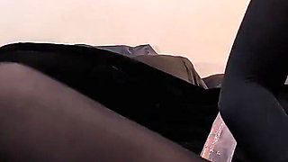Ebony Wears Nylon Pantyhose Encased