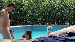 The Guy Who Cleans The Pool Gets Very Hot When He Sees His Bosses Tanning In The Pool And They End U