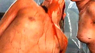 Blonde and brunette having group sex