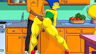 Animated cartoon, cheating housewife, marge simpson