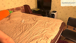 Young brunette masturbates while no one is home