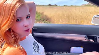 Girl Sucking Dick Stranger In Car And Doggy Fuck On A Rest