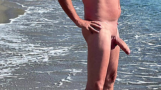 Pussy in the wave pool by the sea