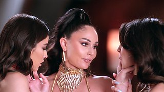 Brunette beauties ariana, eliza, and emily enjoy passionate pussy licking and fingering.