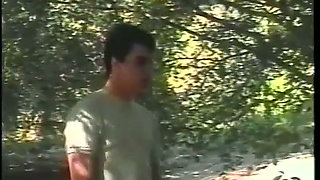 Horny young gay guys suck dick and fuck each other in the woods outdoors