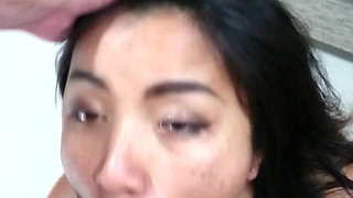 Petite MILF Receives a One Man Bukkake
