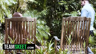 Rebellious step daughter wants to prove that she's a grown chick by getting herself creampied