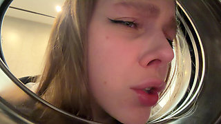 IMAGINE, I'M STUCK IN THE WASHING MACHINE! I fucked my stepsister in the washing machine
