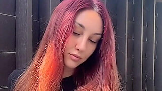 Smoking Outdoor Along Hair Fetish and Boobs Flash