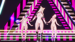 [mmd] Blackpink - Whistle Ahri Akali Seraphine Sexy Striptease Dance League of Legends Hentai Uncensored 4K 60fps