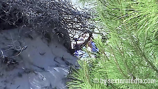 Sexy Nudist Brunette Topless on the Beach