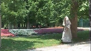 Horny girl gets a big white cock deep in her mouth