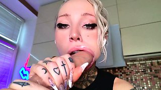 Big Boobed Blonde Masturbates With A Dildo In The Bathroom