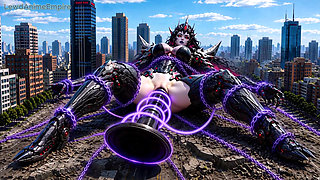 Giant Alien Conqueror Defeated by Her Own Huge Dildo & Toys