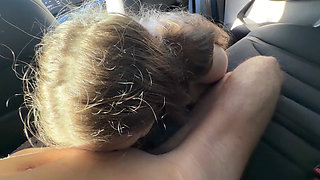 Office Secretary Blowjob in the Car