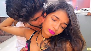 Young Indian couple enjoys passionate kitchen hardcore
