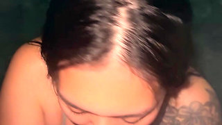 asian babe giving good head in pool SLOPPY BLOWJOB