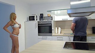Sexy blonde teen blowjob and gangbanged then creampied