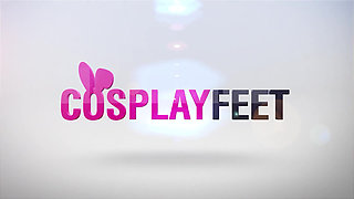 Beautiful-looking Brunette Thena Dressed as La Strega Flashing Her Small Boobs and Amazing Feet in B