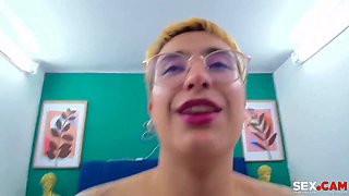 Big Tits Blonde in Glasses Sucks and Fucks