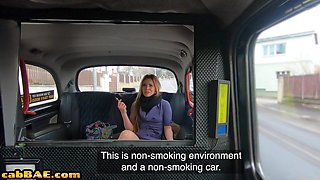 Tattooed taxi slut in stockings gets fucked in car by driver