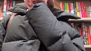 Shopping for Books with My Vibrator in! Hopefully I Don't Cum Too Loud!