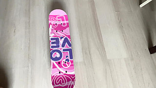 Peeing on My Skateboard and Showing the Puddle up Close