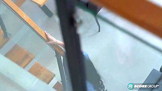Sexy Latina maid Stella Osorio fucks two young guys