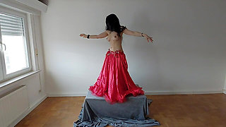 Arabian Belly Dancer Strips and Fucks Her Pussy with Fingers & Dildo