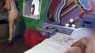 Public flashing in a hotel room - big ass Latina milf