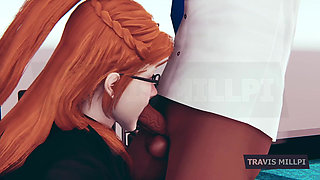 Office Seduction with Busty Redhead Secretary After Hours Punishment