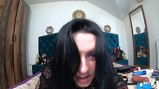 Smoking and Dancing in Red Lace Lingerie - Playing with My Big Tits to the Music