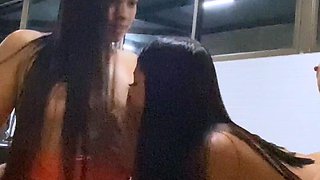 Lovely small titted brunette fingering her pussy