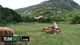 Pixie woman with a mind-blowing pink cunt sucks and pounds a stranger in the forest - teamskeet