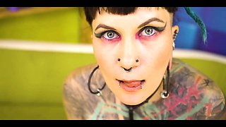 Goth Queen Teases Tiny Tits & Nipples Then Takes Rough Doggy, Dripping Facial Cumshot