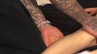 Petite Blonde Gets Tatted Body Oiled up 1 of 3