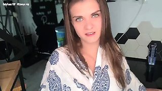 Nerdy Stepson Catches Stepmom’s Huge Cumshot and Licks It Clean