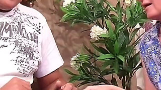 Two mature women grab new neighbors and fuck him