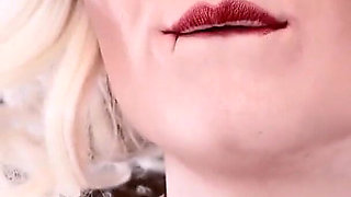 Smoking Fetish: Solo Sexy Video of Hot Blonde Bratty MILF Glaminatrix Close up Red Lips