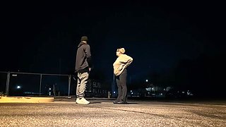 Thick BBW Wife Sucks BBC Outside on a Cold Morning - Public Fuck