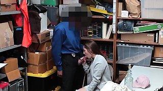 Submissive youthful secretary shoplifter gets caught and