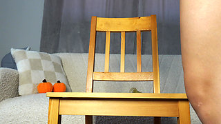 Latina Stepsister Big Ass in Blue Gym Leggings Masturbates with Vibrator and Has Orgasm in 4K Big Pussy