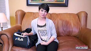 Skinny Brunette Babe Jae Scott Rides Cock Deep In Different Positions - Cum Swallowing & Squirting