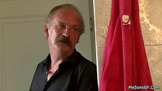 Father in law getting busted fucking son's gf